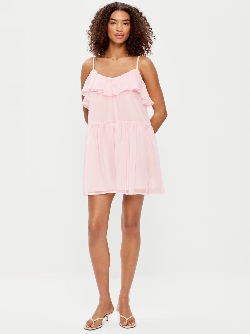 Old Navy Pink Ruffle Spaghetti-Strap Mini Dress